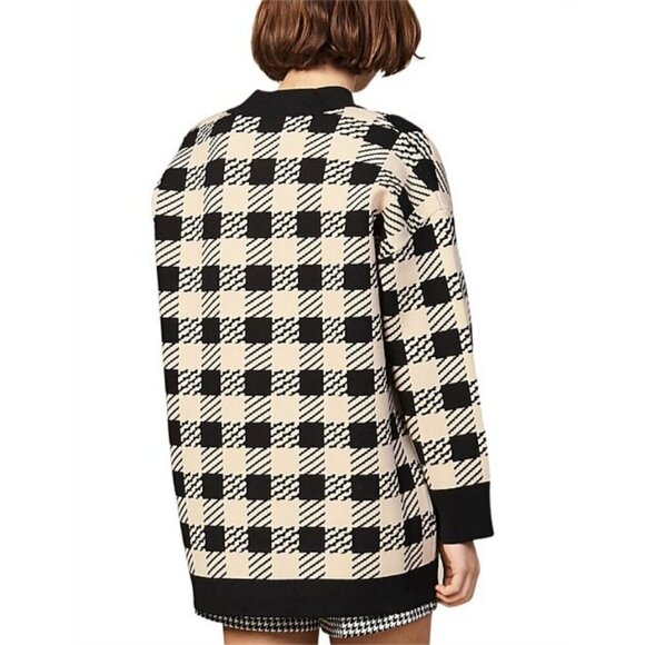 💕SANDRO💕 Jisou Oversized Checked Knitted Cardigan ~ Beige - Picture 4 of 16
